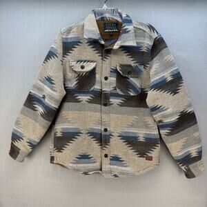 Jachs New York Shacket Men's M Brown Blue Tan Aztec 10% Wool Southwestern EUC